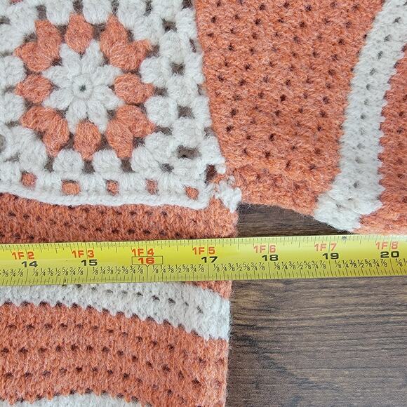 BiBi Short Puff Sleeve Retro Boho Orange Crochet Sweater Sz S NEW Cottagecore - Picture 7 of 10